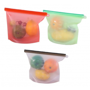 Bolsa De Silicona Reutilizable Hermética Antiderrame 1000ml