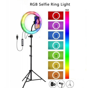 Aro Luz Led 26 Cm Multicolor 16 Colores + Tripode 2 Metros