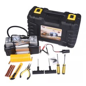 Compresor Aire Doble 2 Piston 12v Metal Auto + Herramientas