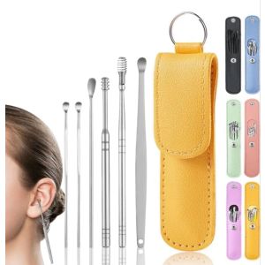 Kit Limpieza Oidos - Cerumen Acero Inoxid Estuche - 6 Piezas