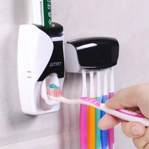 Dispensador Automatico Pasta Dental + Porta Cepillo Dientes