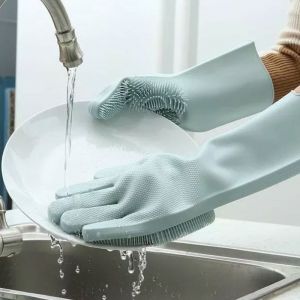 2 Guantes Silicona Esponja Lavaplatos Mascota Cocina Moderno