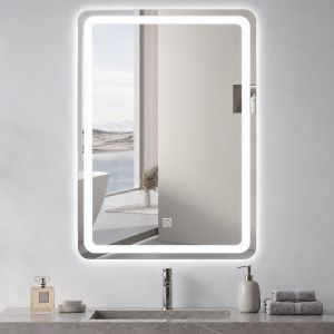 Espejo rectangular con luz LED táctil 3 tonos de luz