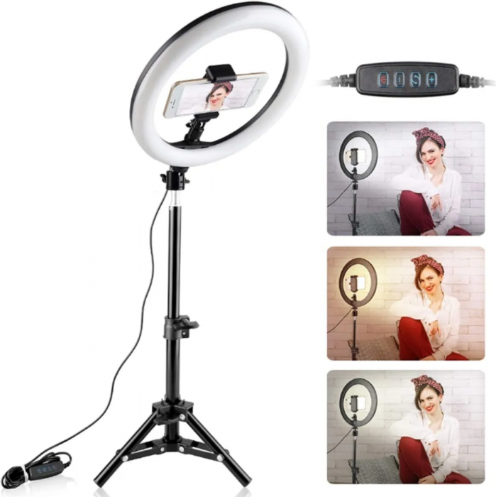 26 Cm Tripie Para Celular Con Luz Led Led 26cm Tripode Aro Led Aro