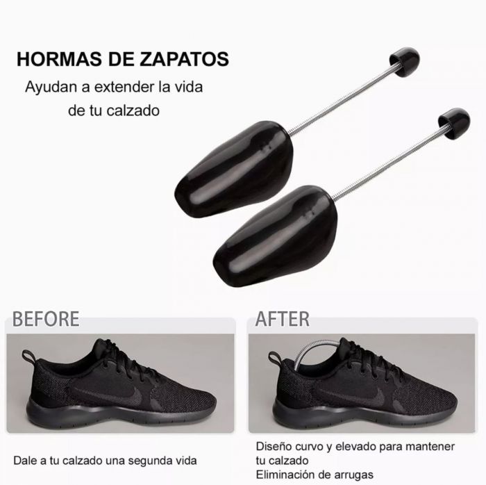 Hormas Para Zapatillas Auto Ajustables Negro X2